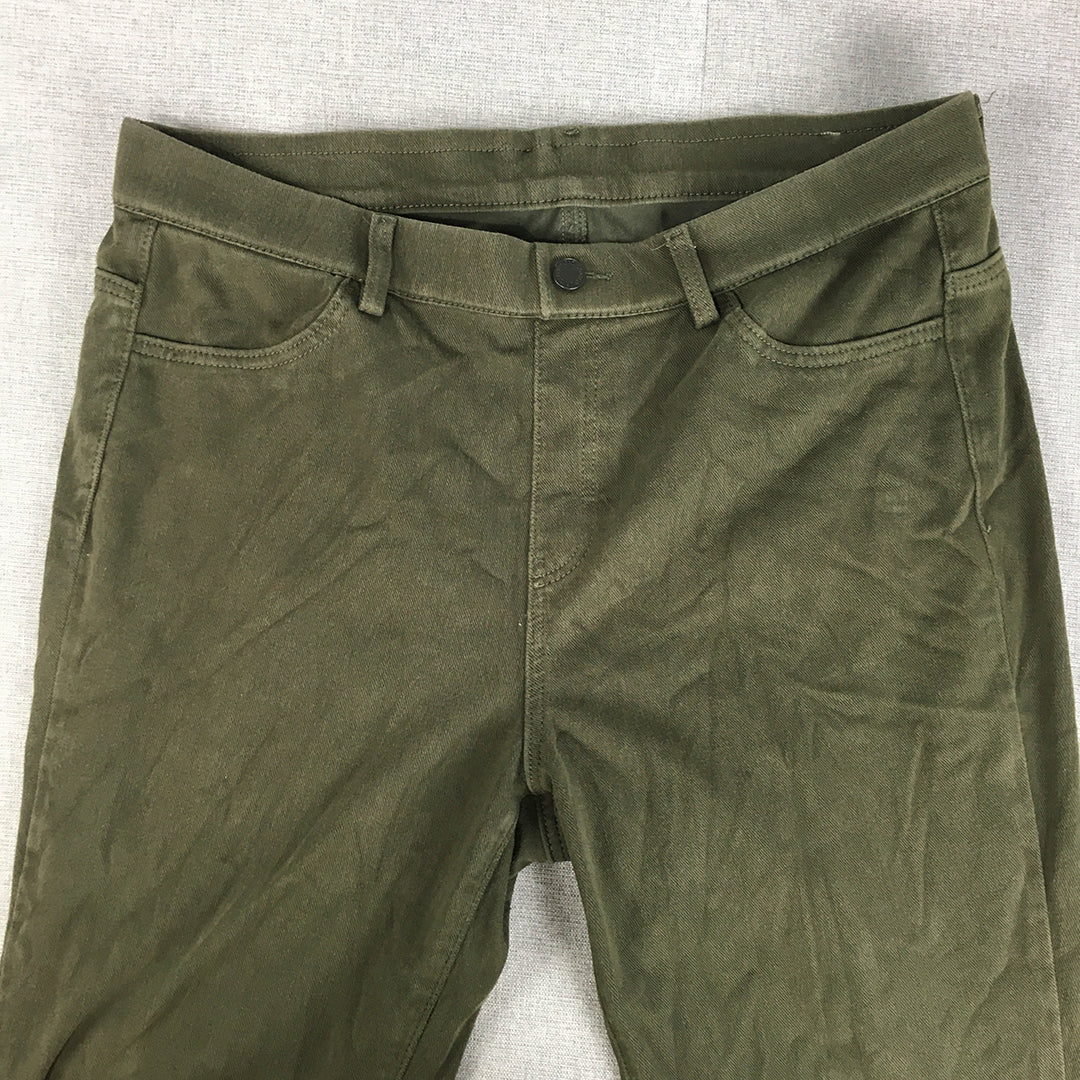 Uniqlo Womens Jeans Size L (W30 x L29) Khaki Green Stretch Skinny