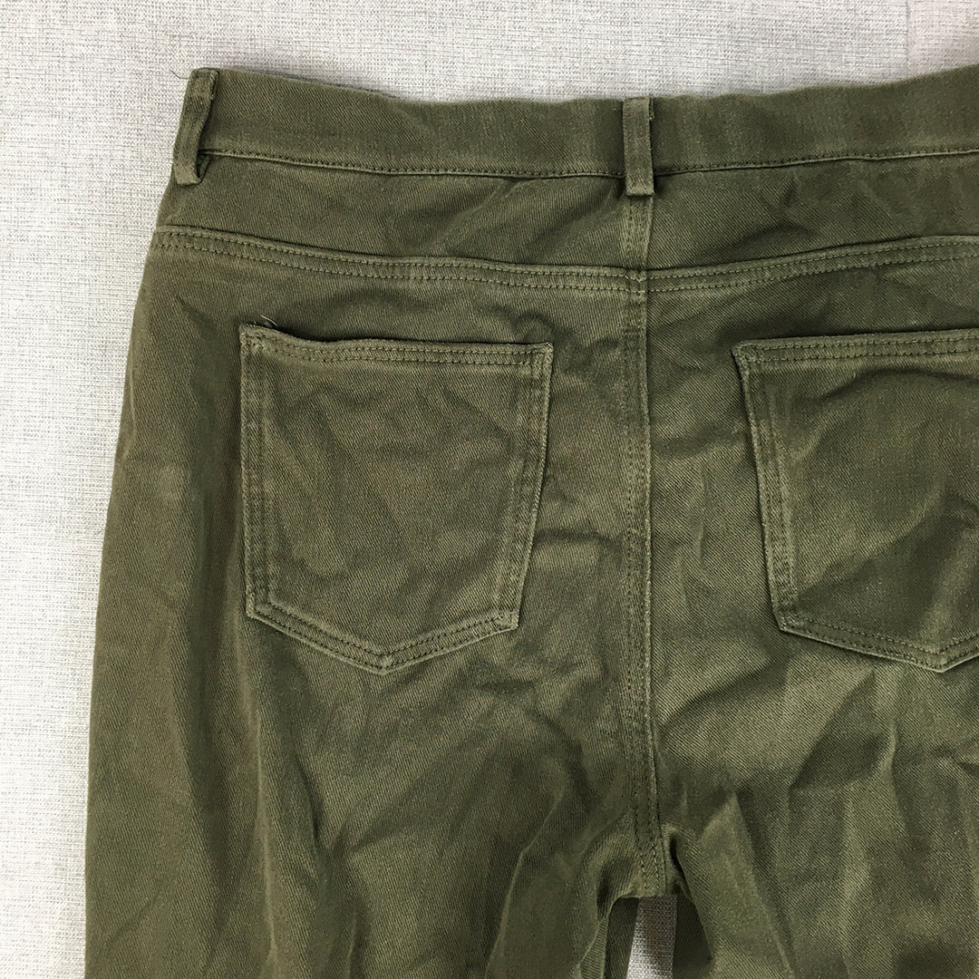 Uniqlo Womens Jeans Size L (W30 x L29) Khaki Green Stretch Skinny