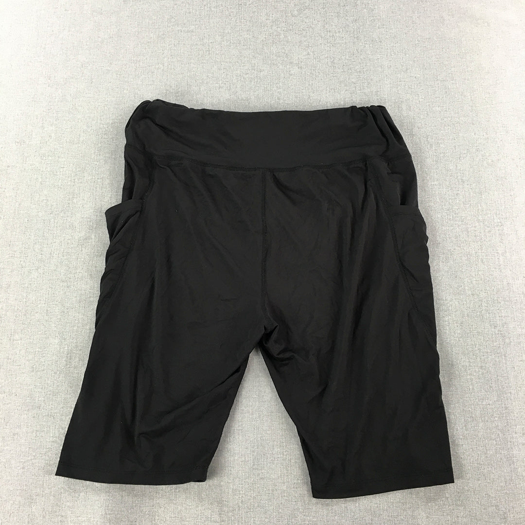 Emery Rose Womens Compression Shorts Size 2XL Black Pockets Legging Gym