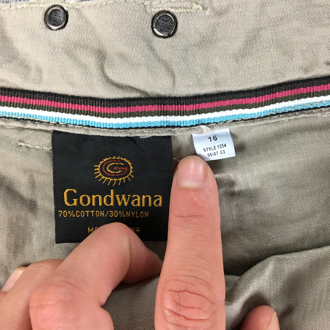 Gondwana Womens  Cargo Shorts Size 16 Brown Pockets Outdoor Hiking