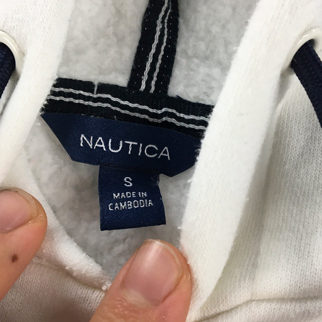 Nautica Womens Hoodie Sweater Size S White Logo Pullover Jumper