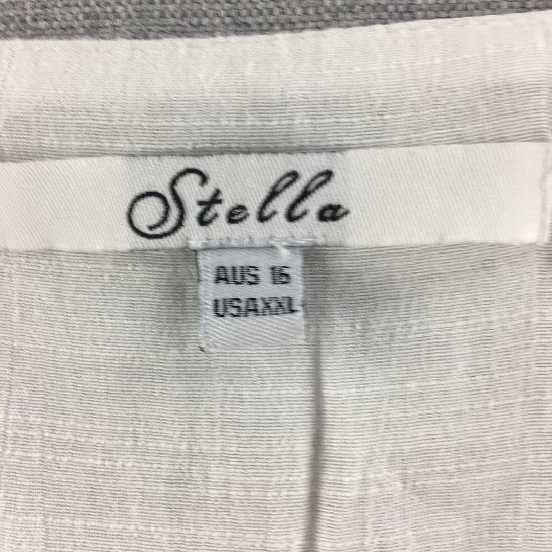 Stella Womens Top Size 16 White V-Neck Short Sleeve Shirt Blouse