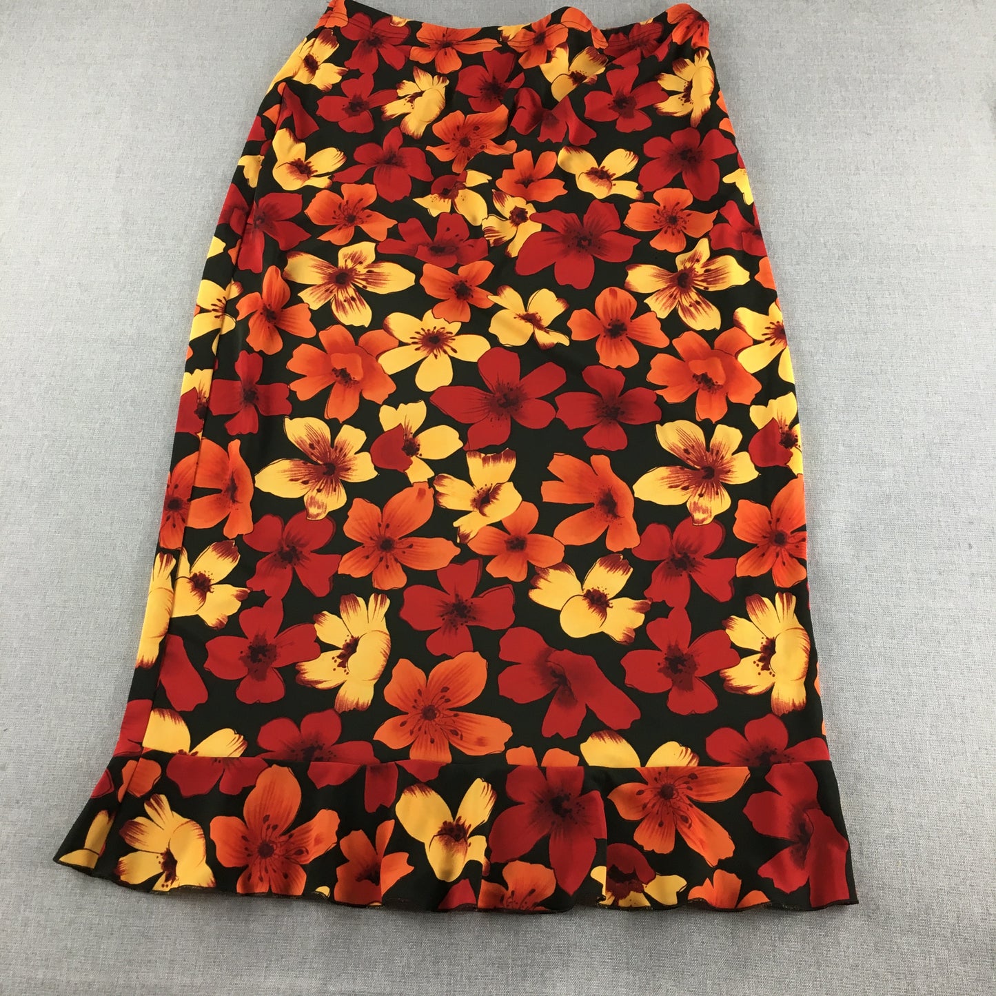 Taking Shape Womens Maxi Skirt Size 14 Black Orange Red Floral