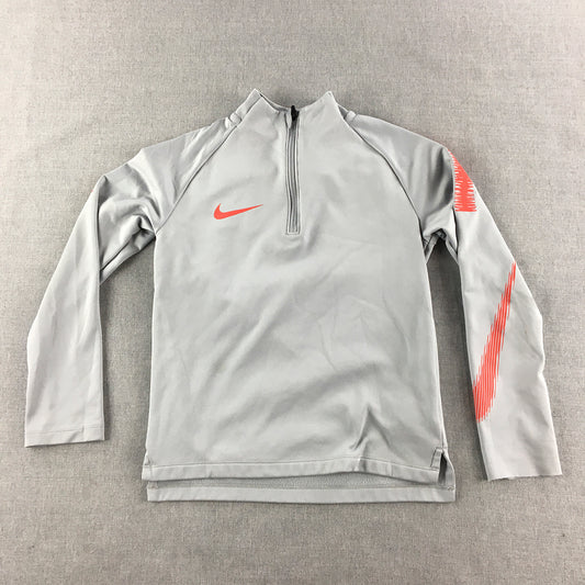 Nike Kids Boys Sweater Youth Size XS Grey Logo 1/4 Zip Mock Neck Jumper