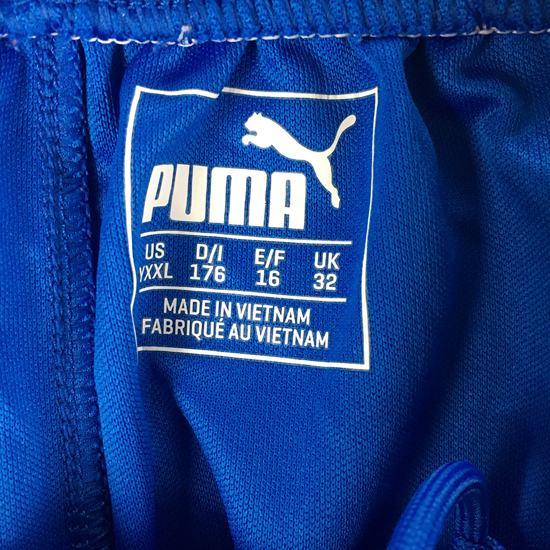 Puma Kids Boys Football Shorts Size 14 - 16 Years Blue Logo Athletic Running