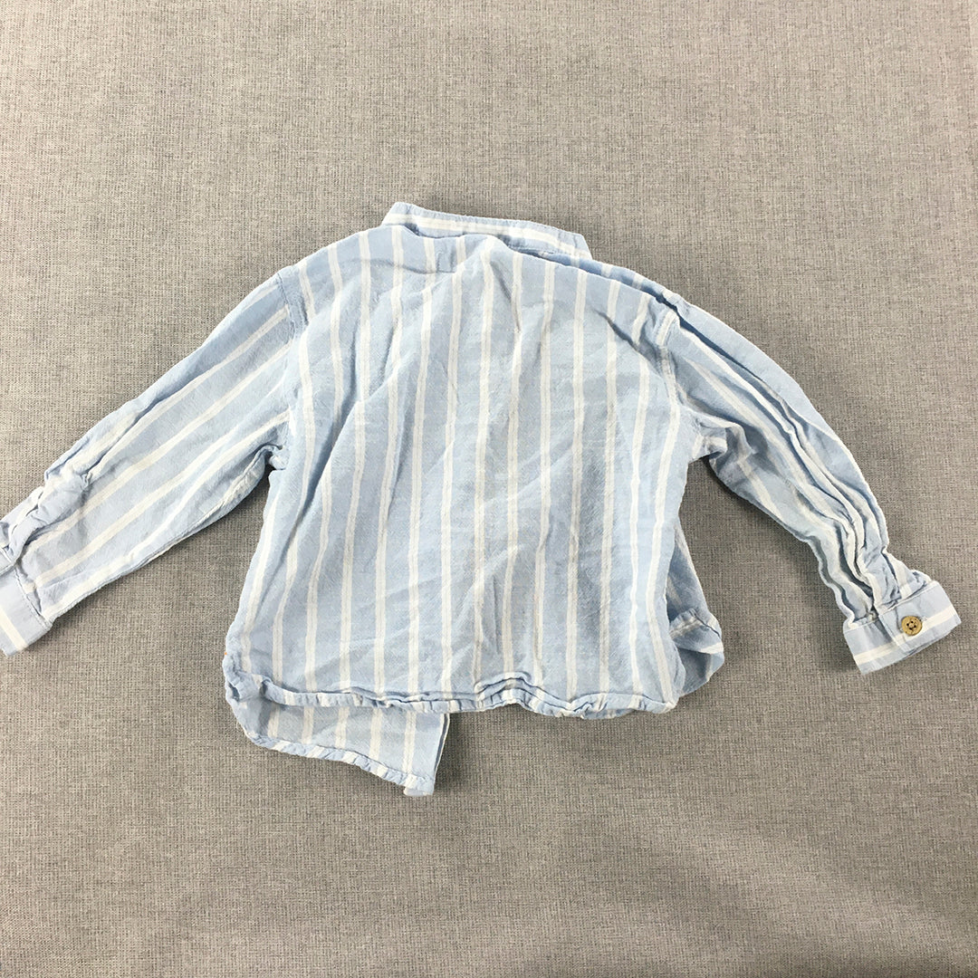 Zara Baby Shirt Size 12 - 18 Months (1) Blue Striped Button-Up Long Sleeve