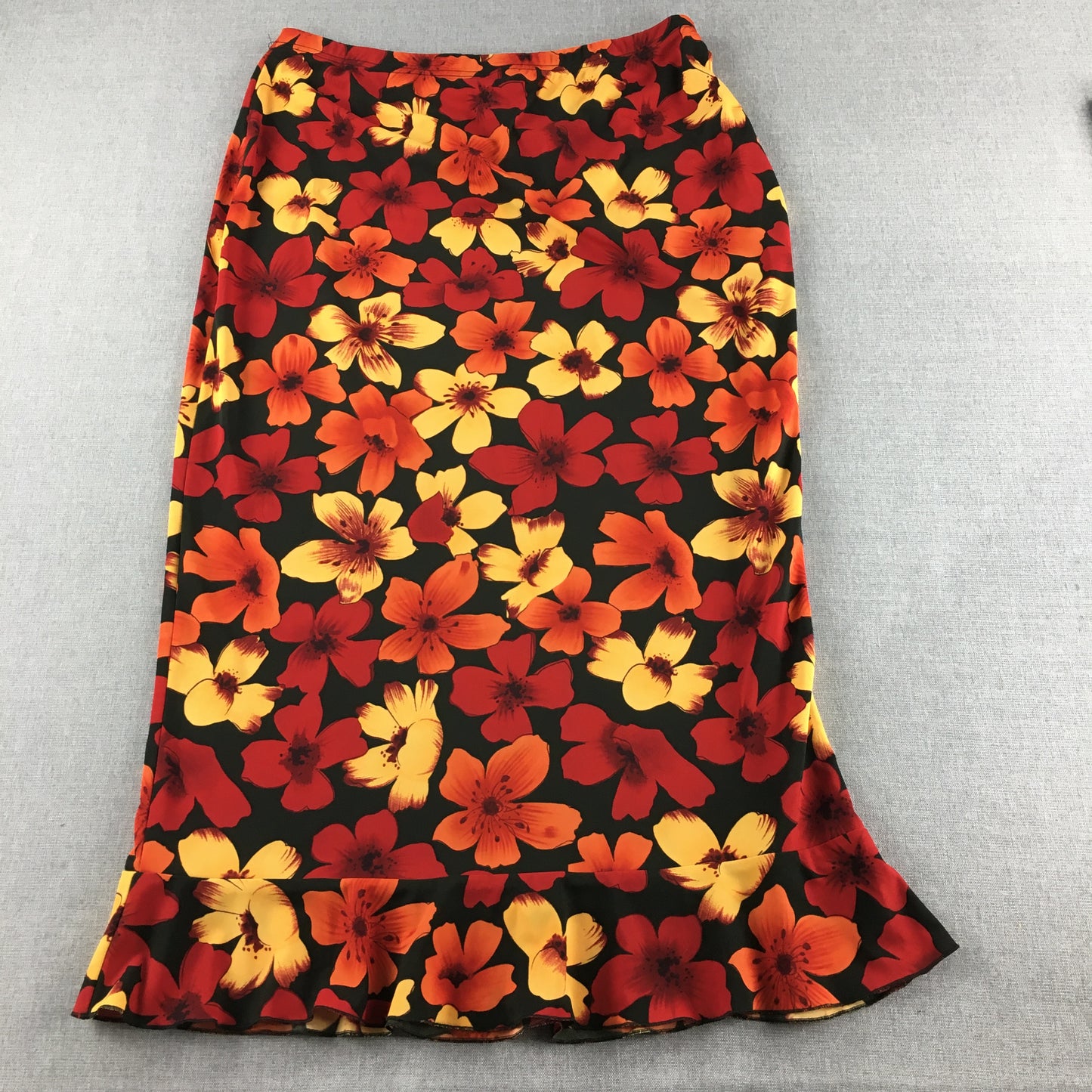 Taking Shape Womens Maxi Skirt Size 14 Black Orange Red Floral