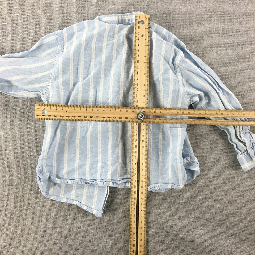 Zara Baby Shirt Size 12 - 18 Months (1) Blue Striped Button-Up Long Sleeve