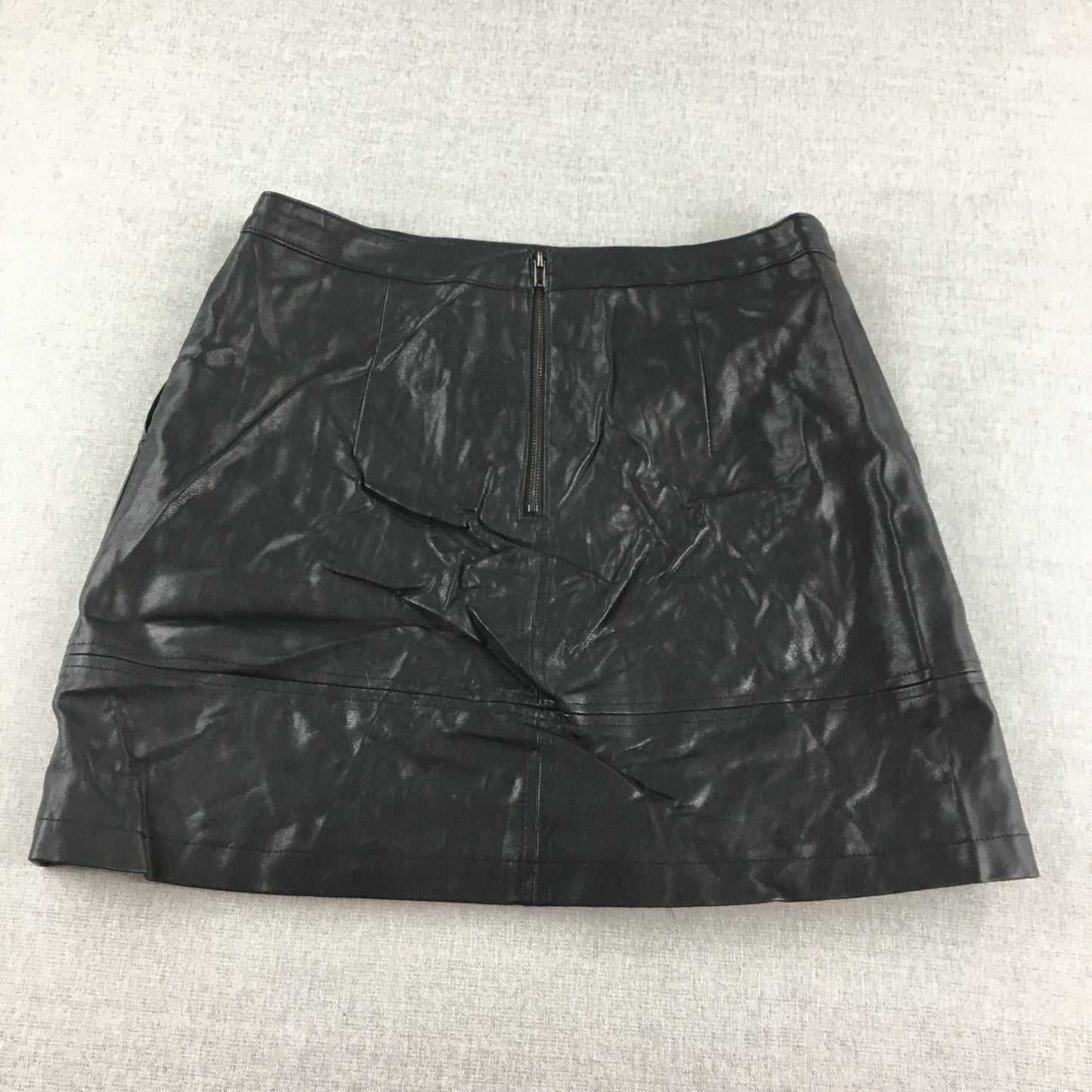 Ebby And I Womens Faux Leather Mini Skirt Size 10 Black