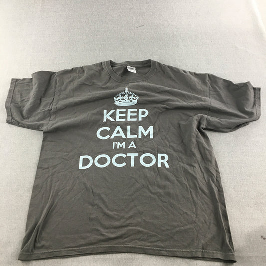 Doctor Who Mens T-Shirt Size XL Grey Keep Calm Im A Dr Crew Neck Short Sleeve