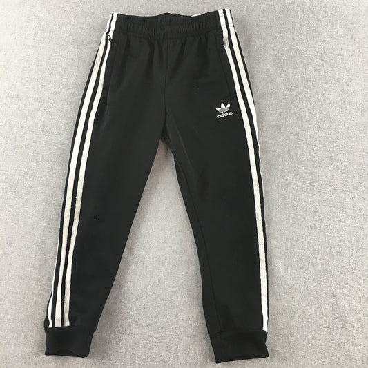 Adidas Kids Girls Tracksuit Pants Size 6 - 7 Years Black Trefoil Logo Jogger