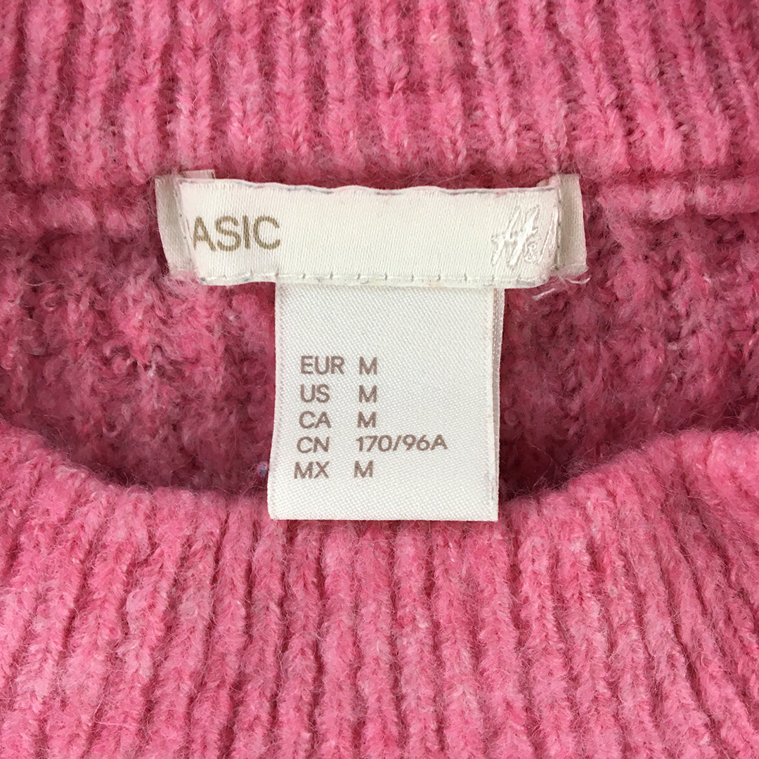 H&M Womens Knit Sweater Size M Pink Crew Neck Pullover Jumper