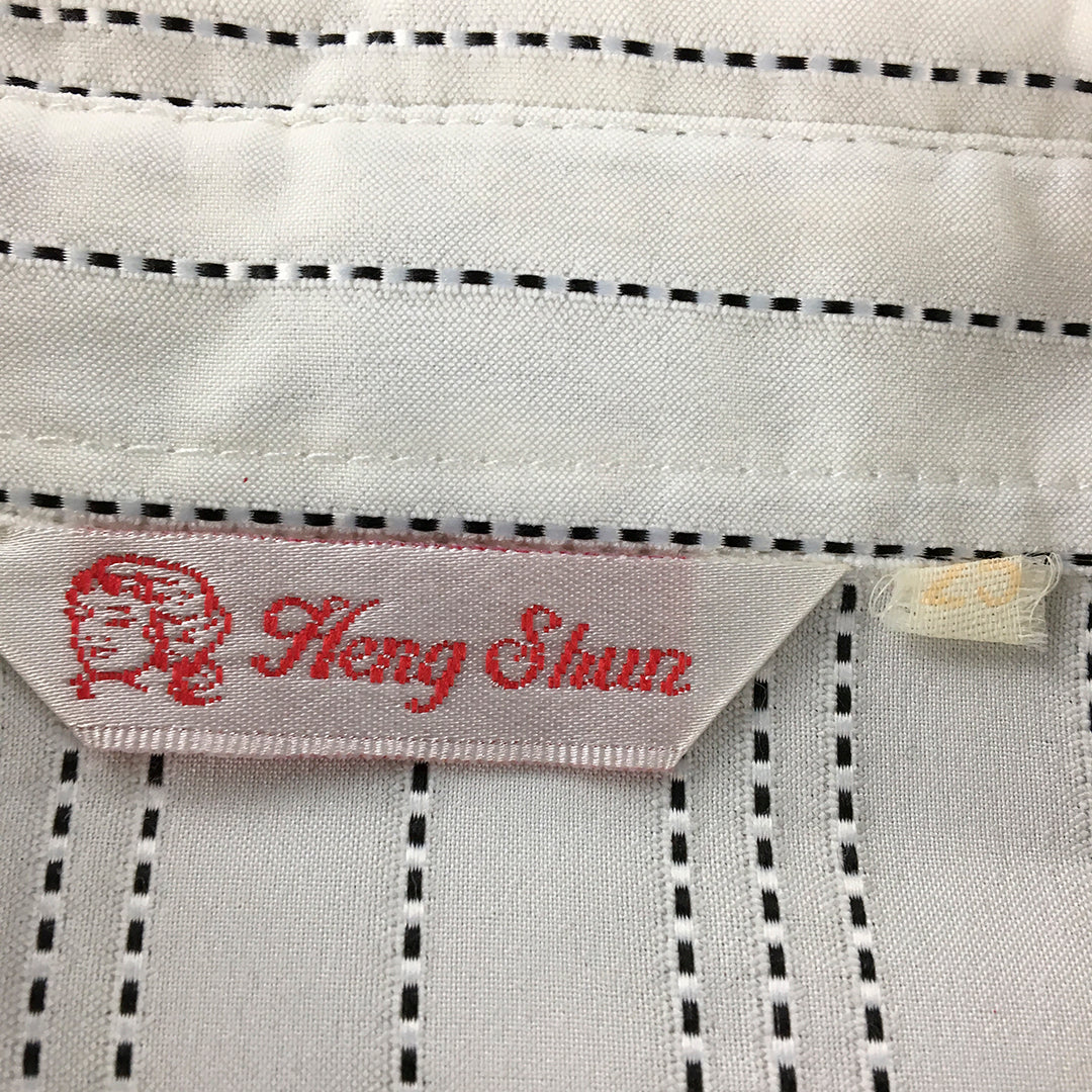 Heng Shun Womens Shirt Size L White Striped Button-Up 3/4 Length Sleeves Top