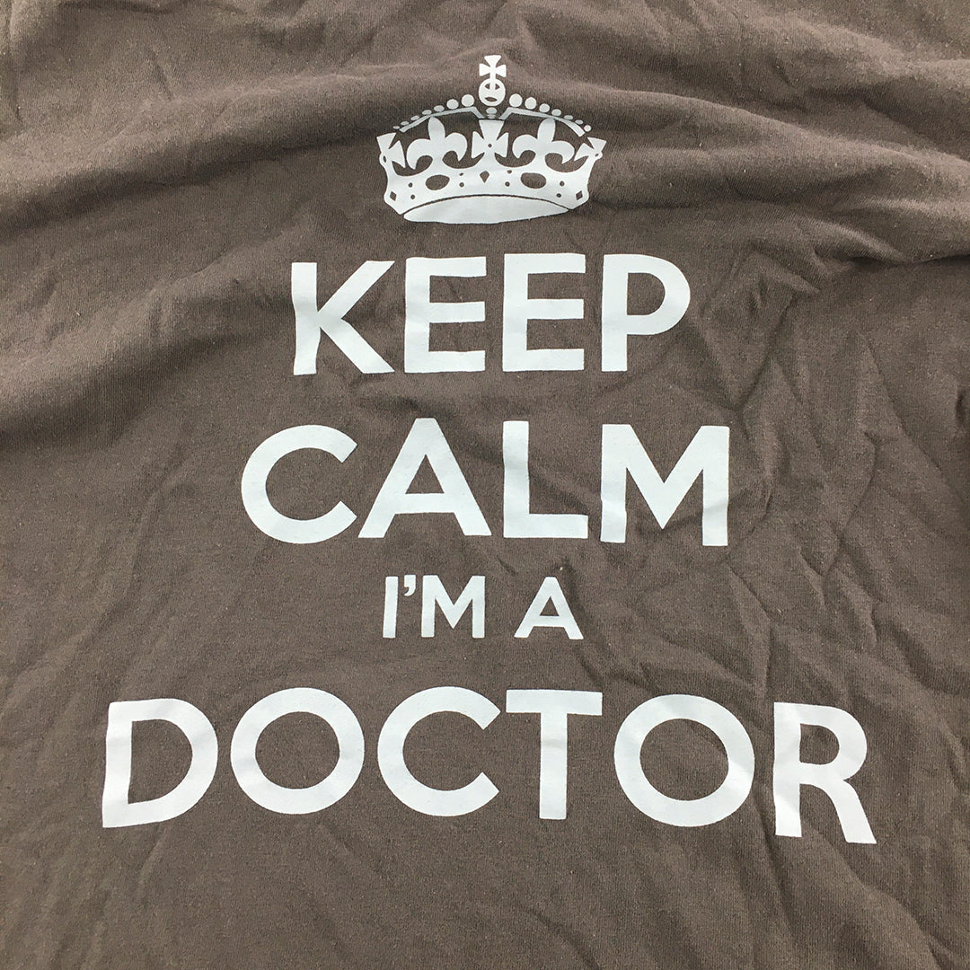 Doctor Who Mens T-Shirt Size XL Grey Keep Calm Im A Dr Crew Neck Short Sleeve