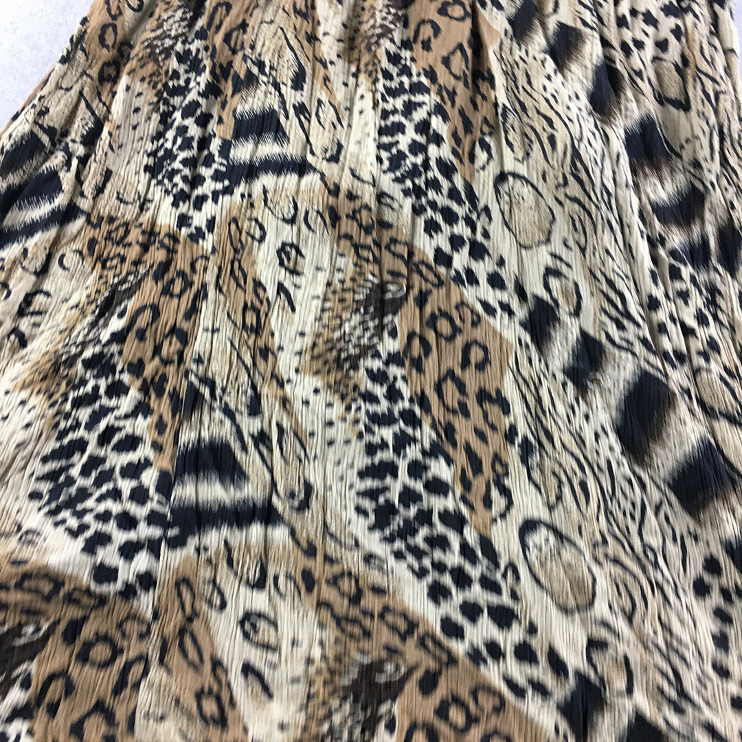 Namaste Womens Maxi Dress Size M Brown Cheetah Leopard Sleeveless Long