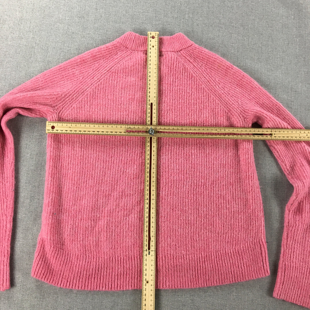 H&M Womens Knit Sweater Size M Pink Crew Neck Pullover Jumper