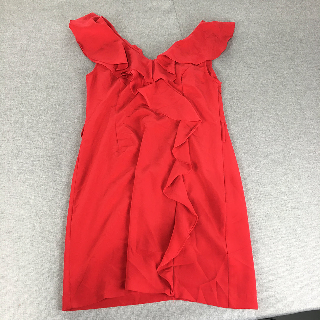 Wayne Cooper Womens Pencil Dress Size 12 Red Mini Sleeveless