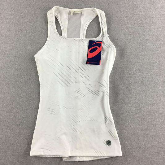 NEW Asics Womens Tank Top Size XS White Logo D1 Sleeveless Athletic Activewear