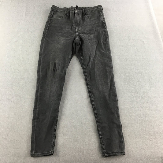 H&M Womens Skinny Jeans Size 10 Black Dark Wash Denim Pockets