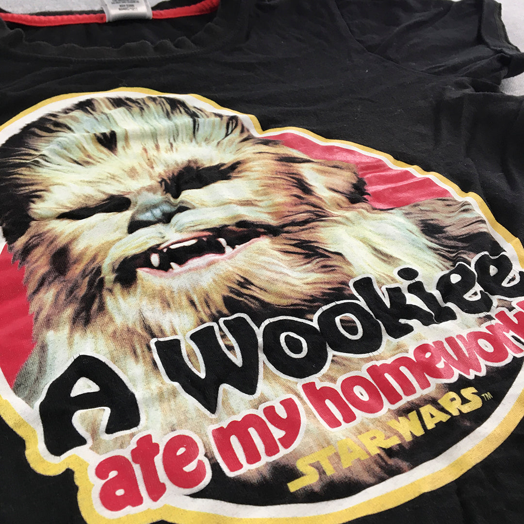 Star Wars Kids Boys T-Shirt Size 10 Black Wookiee Chewbacca Top