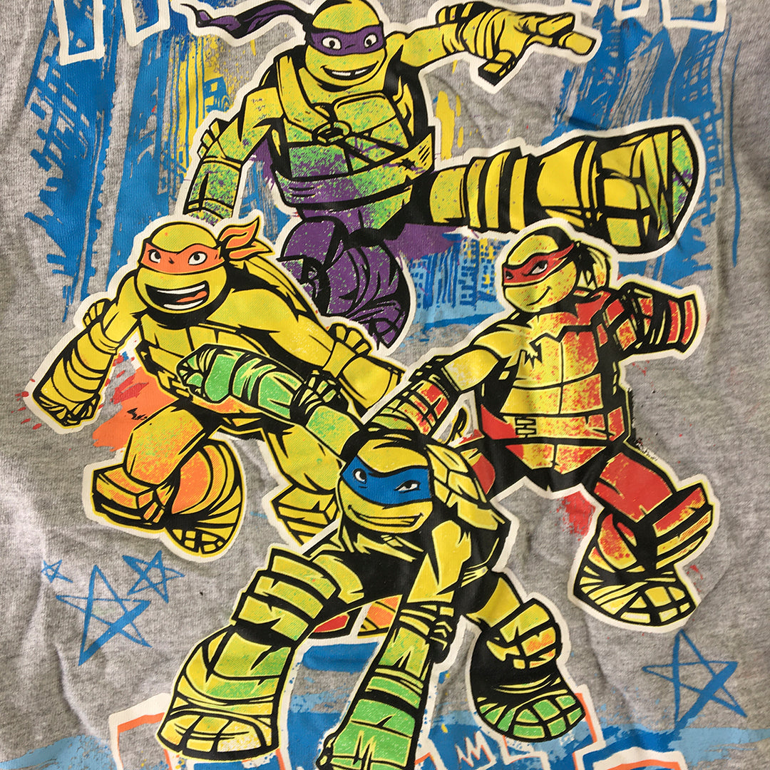 Teenage Mutent Ninja Turtles Kids Boys T-Shirt Size 4 Grey TMNT Short Sleeve