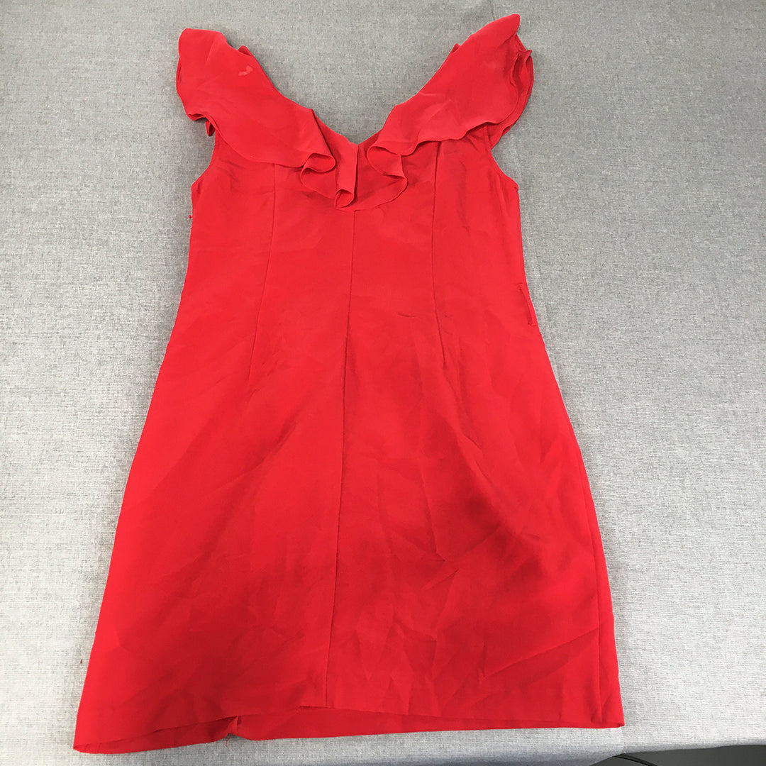 Wayne Cooper Womens Pencil Dress Size 12 Red Mini Sleeveless