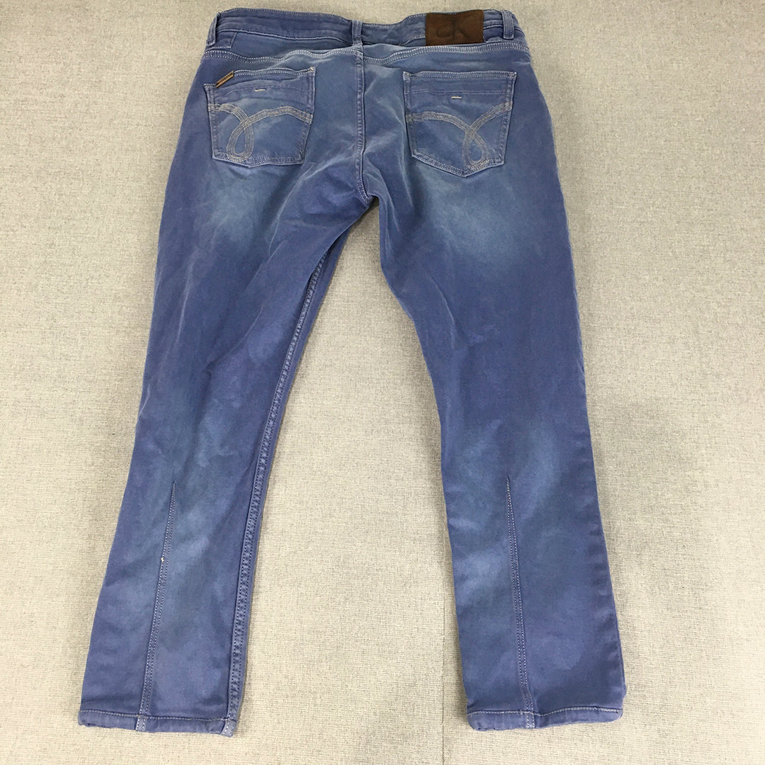 Calvin Klein Womens Jeans Size 34 (W34 x L26) Blue Slim Straight Light Wash