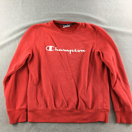 Champion Mens Sweater Size L Red Logo Crew Neck Pullover Jumper