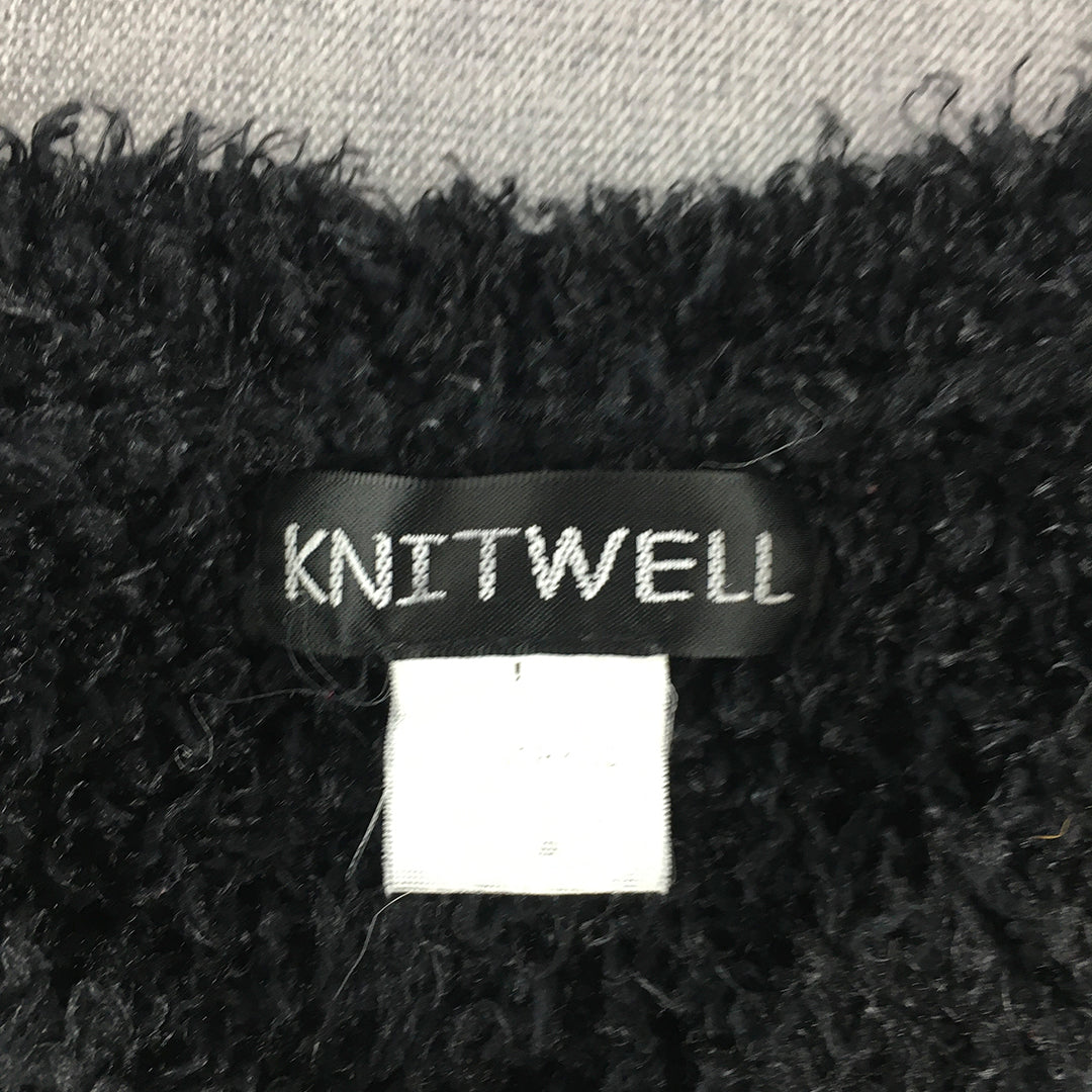 Knitwell Womens Sweater Size L Black Fleece V-Neck Pullover Jumper