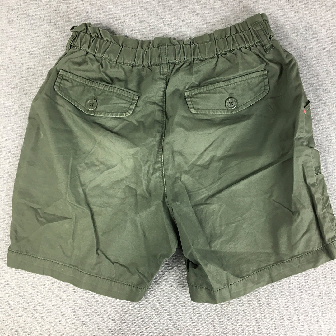 Uniqlo Kids Boys Shorts Size M Khaki Green Drawstring Elastic Waist Pockets