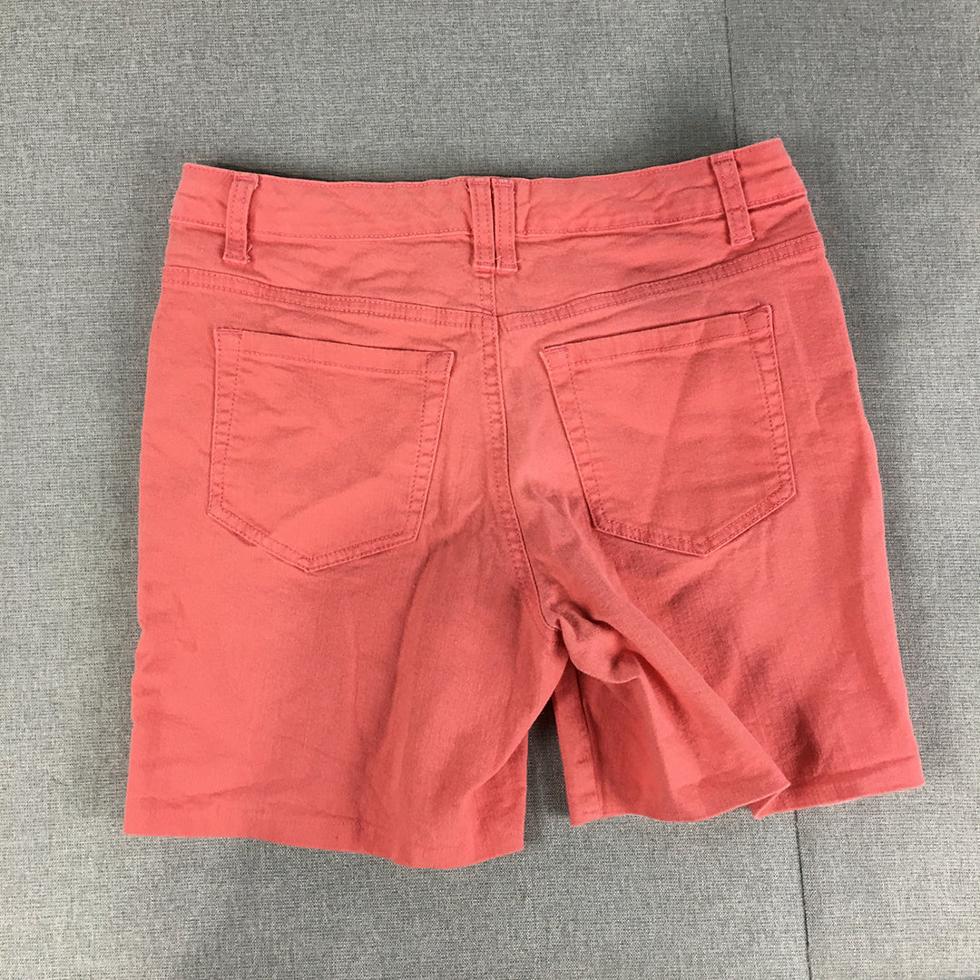 Style & Co Womens Capri Shorts Size 4 Coral Pink Pockets Stretch