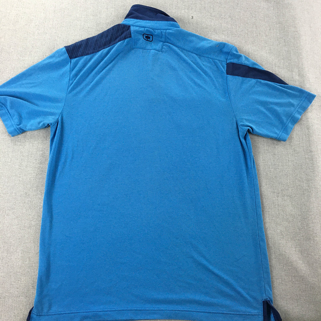 Ogio Mens Polo Shirt Size M Blue Pocket Short Sleeve Rugby