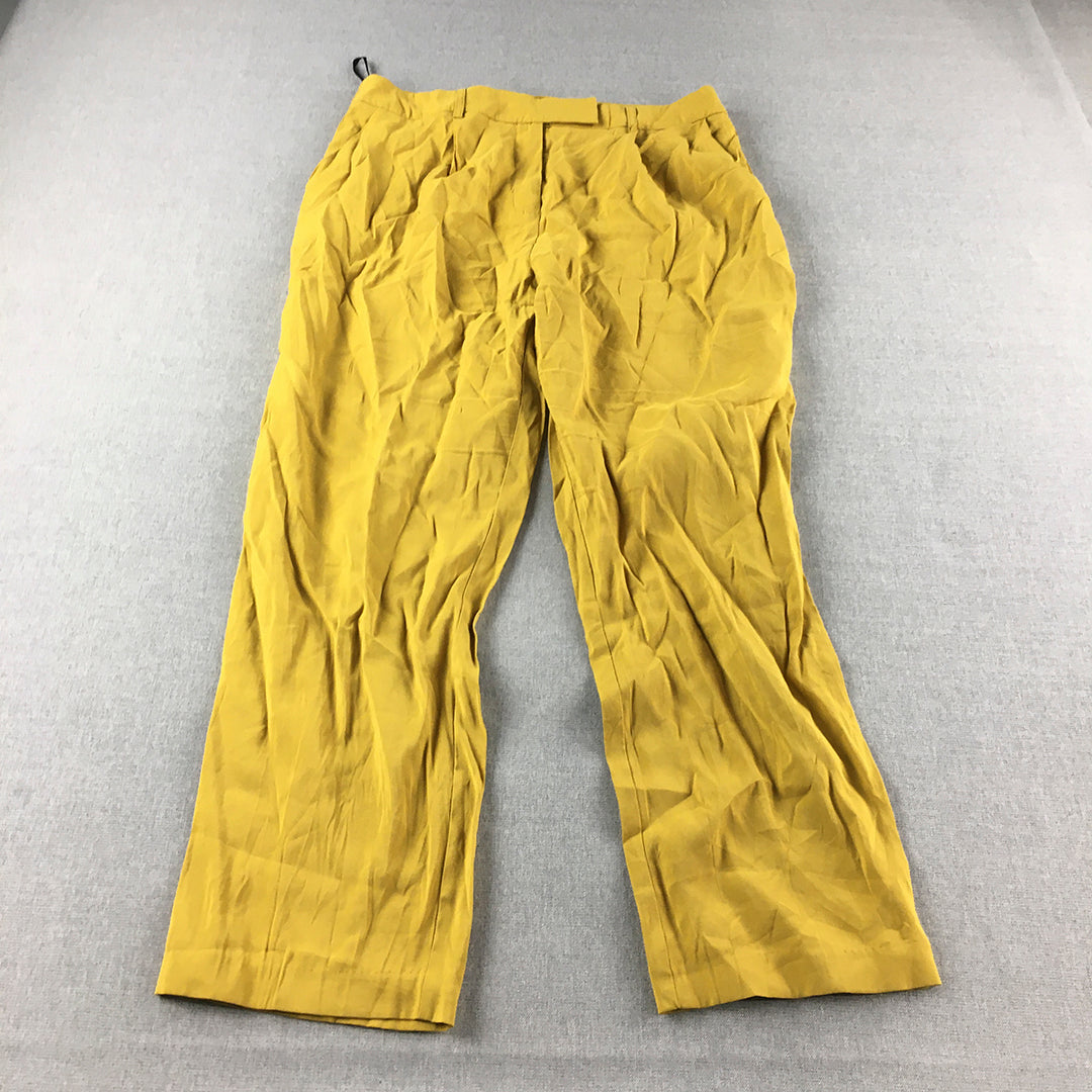 Forcast Womens Pants Size 14 Yellow Pleated