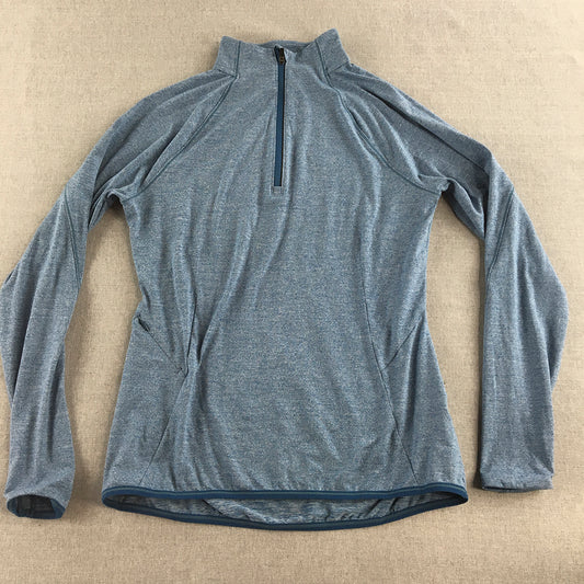 Ell & Voo Womens Sweater Size S (10) Blue 1/4 Zip Mock Neck Pullover Jumper