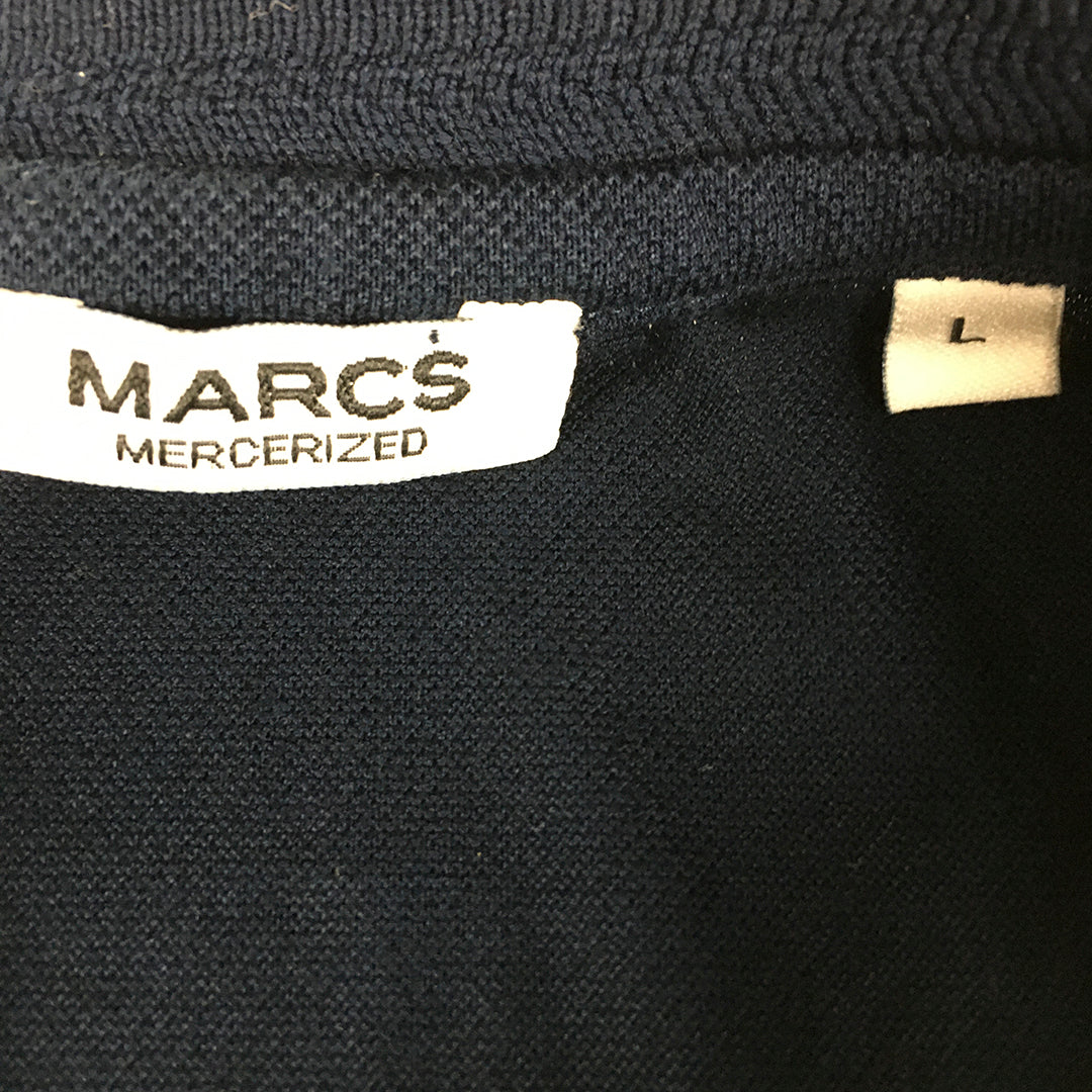 Marcs Mens Polo Shirt Size L Navy Blue Collared Short Sleeve Rugby