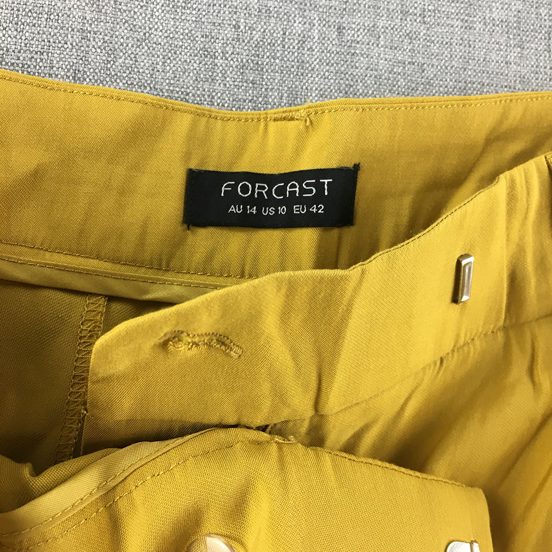 Forcast Womens Pants Size 14 Yellow Pleated