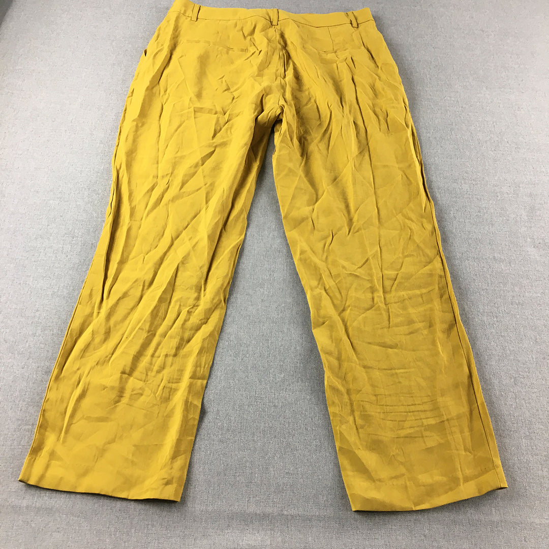 Forcast Womens Pants Size 14 Yellow Pleated