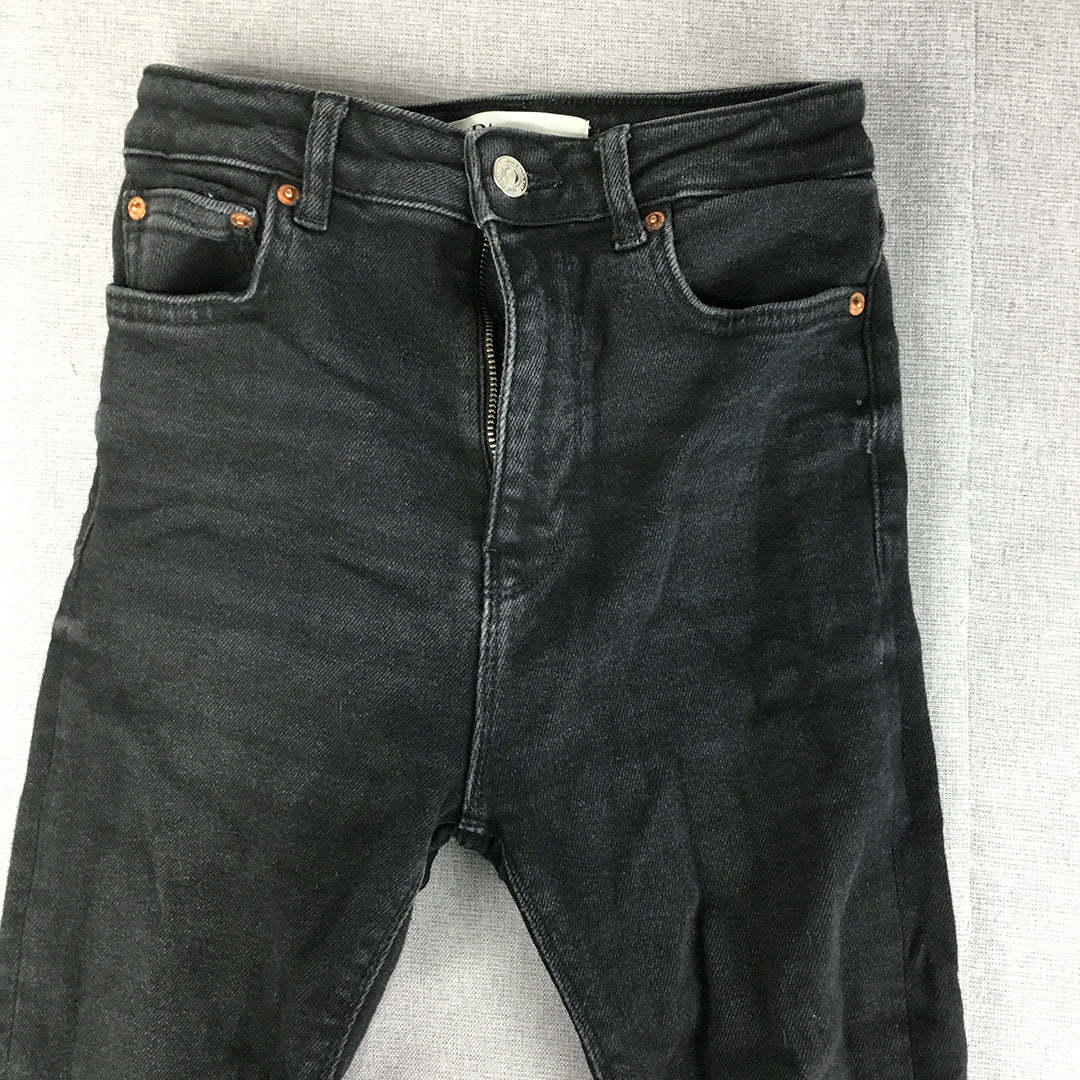 Zara Womens Skinny Jeans Size 24 (W24 x L25) Black Dark Wash Stretch Denim