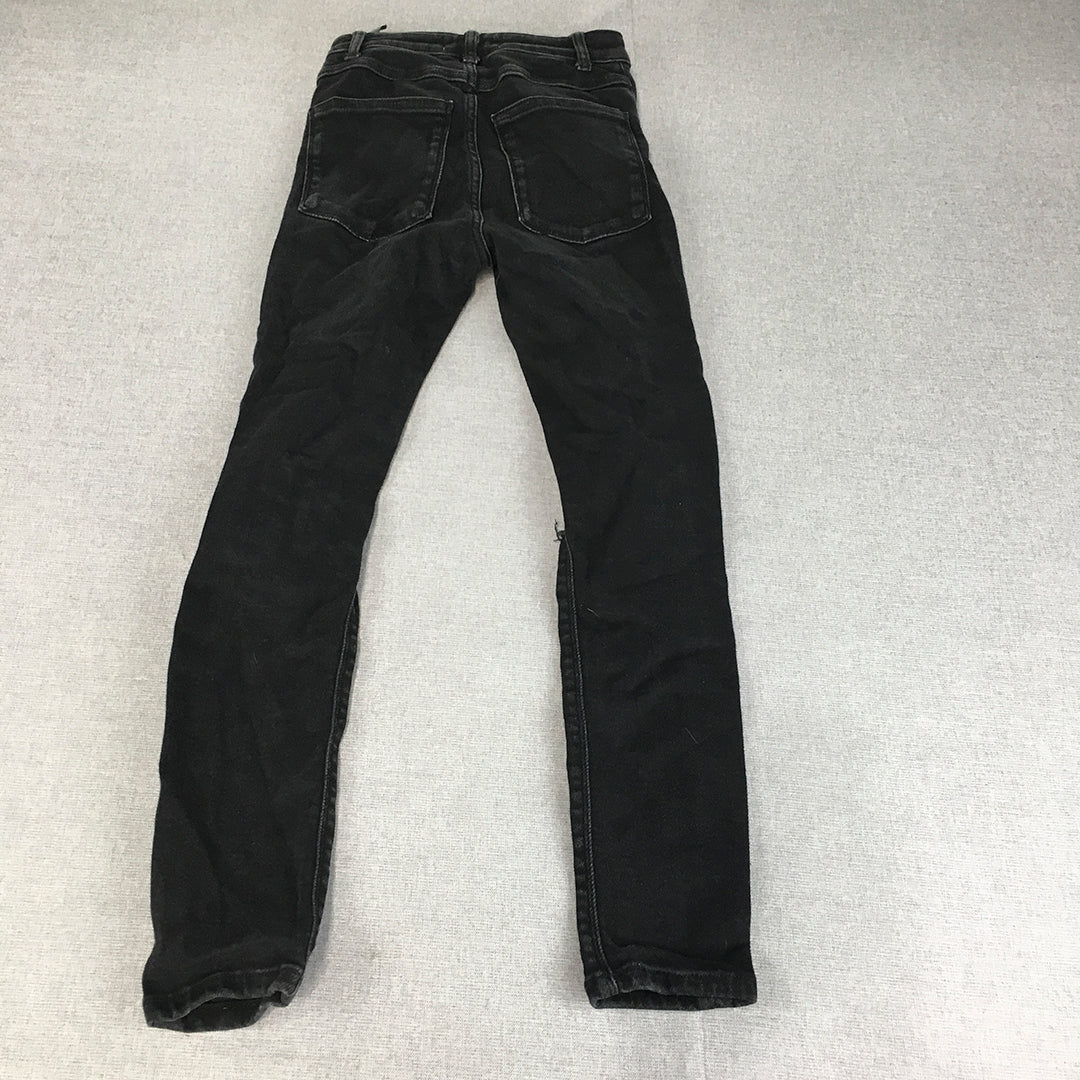 Zara Womens Skinny Jeans Size 24 (W24 x L25) Black Dark Wash Stretch Denim