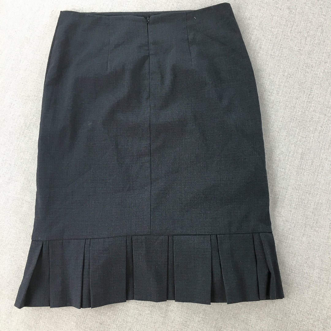 Suits You By Jacqui E Womens Pencil Skirt Size 8 Navy Blue Midi