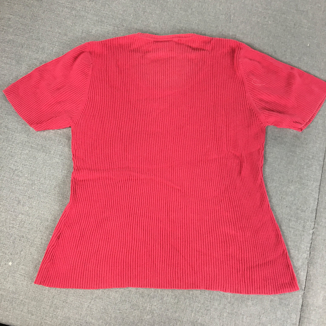 Essential City Womens Knit Top Size M Pink Stretch Fabric Short Sleeve Shirt