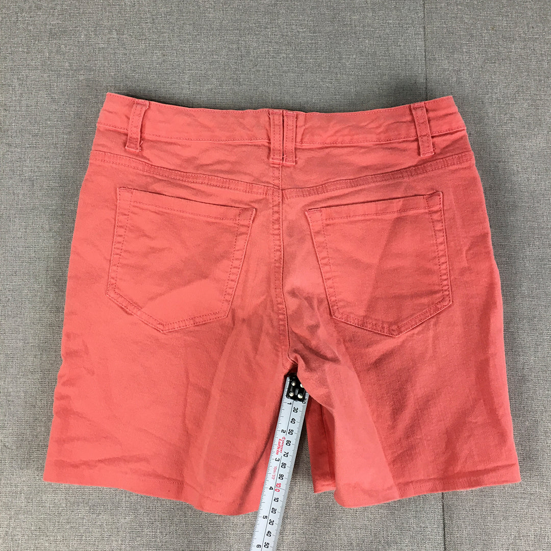 Style & Co Womens Capri Shorts Size 4 Coral Pink Pockets Stretch