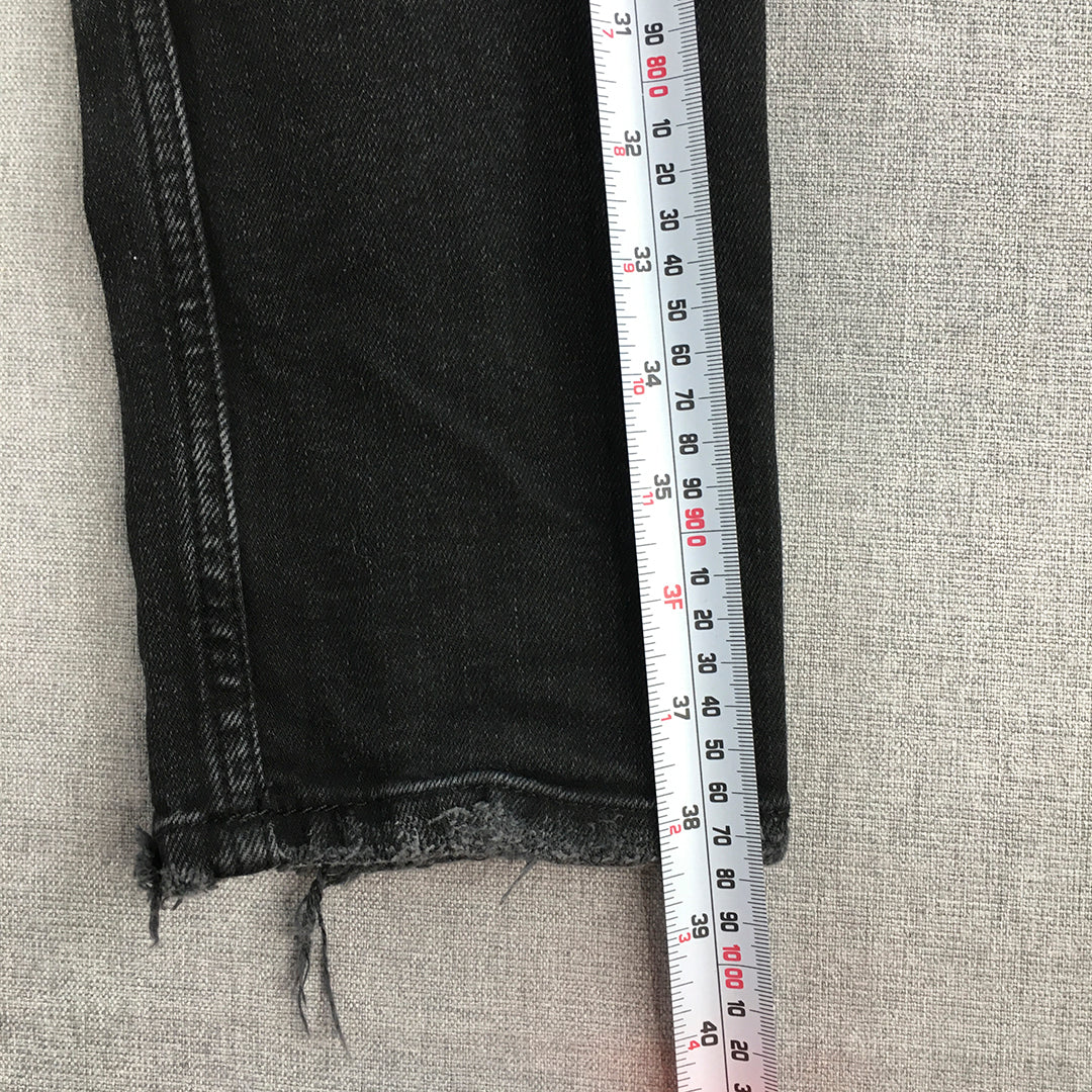Zara Mens Skinny Jeans Size 34 (W32) Black Distressed Dark Wash Denim