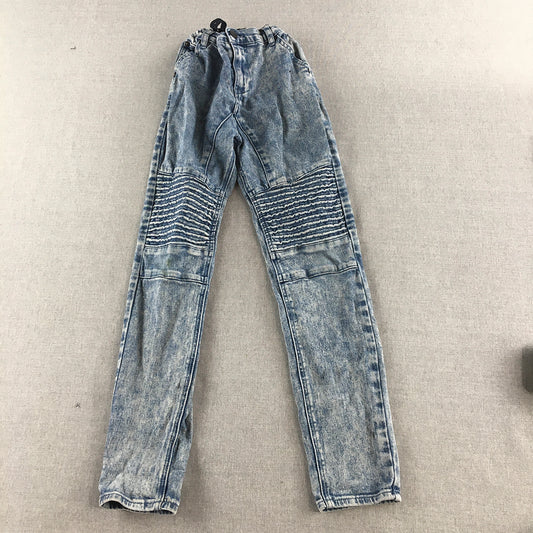 St Goliath Kids Boys Jeans Size 10 Blue Light Wash Biker Slim Fit Denim