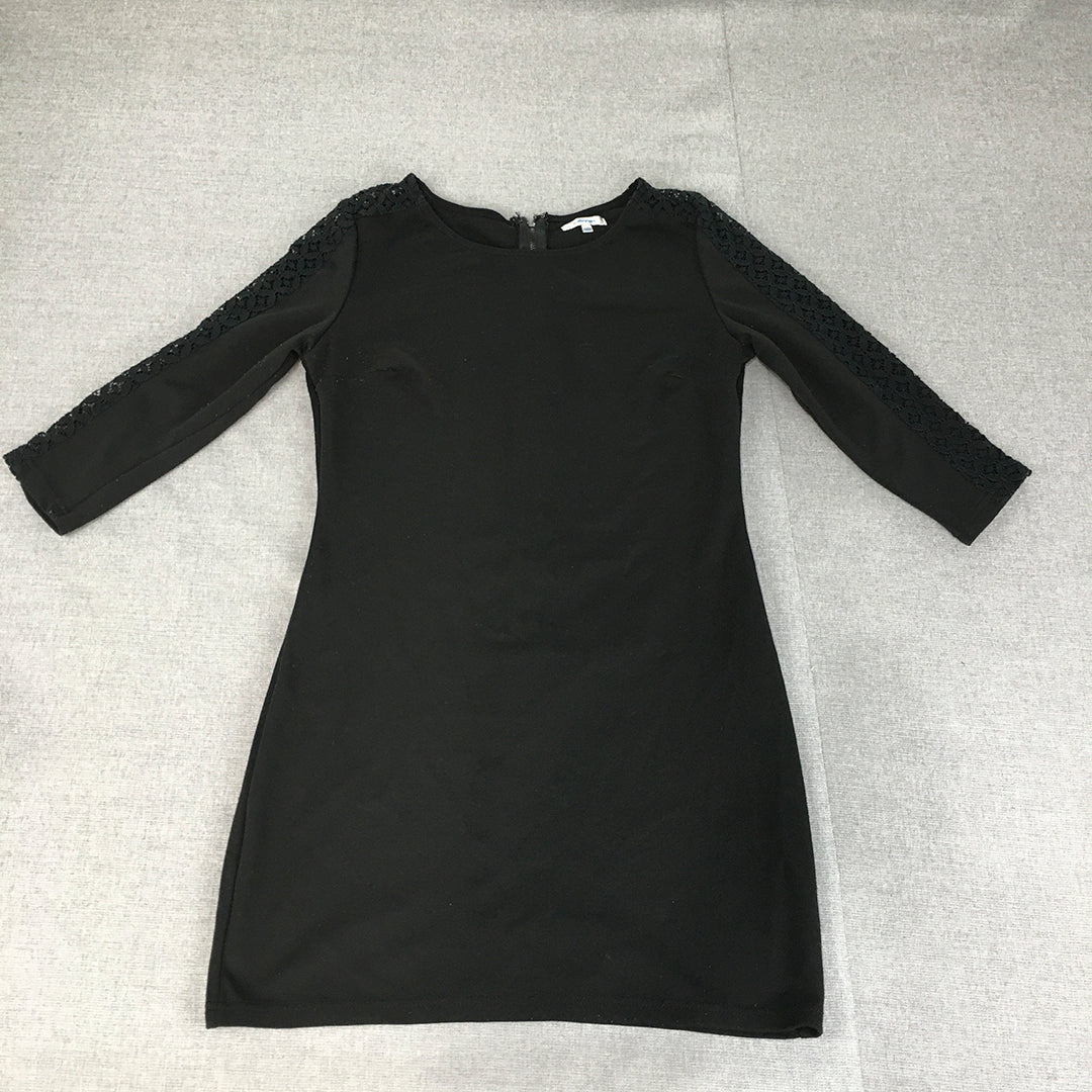 Valleygirl Womens Mini Dress Size L Black Stretch Pencil Long Sleeve