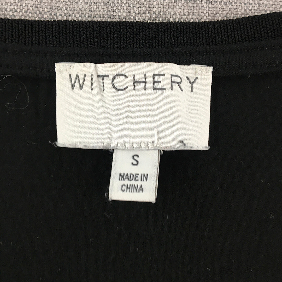 Witchery Womens Top Size S Black Zip Accents Short Sleeve T-Shirt