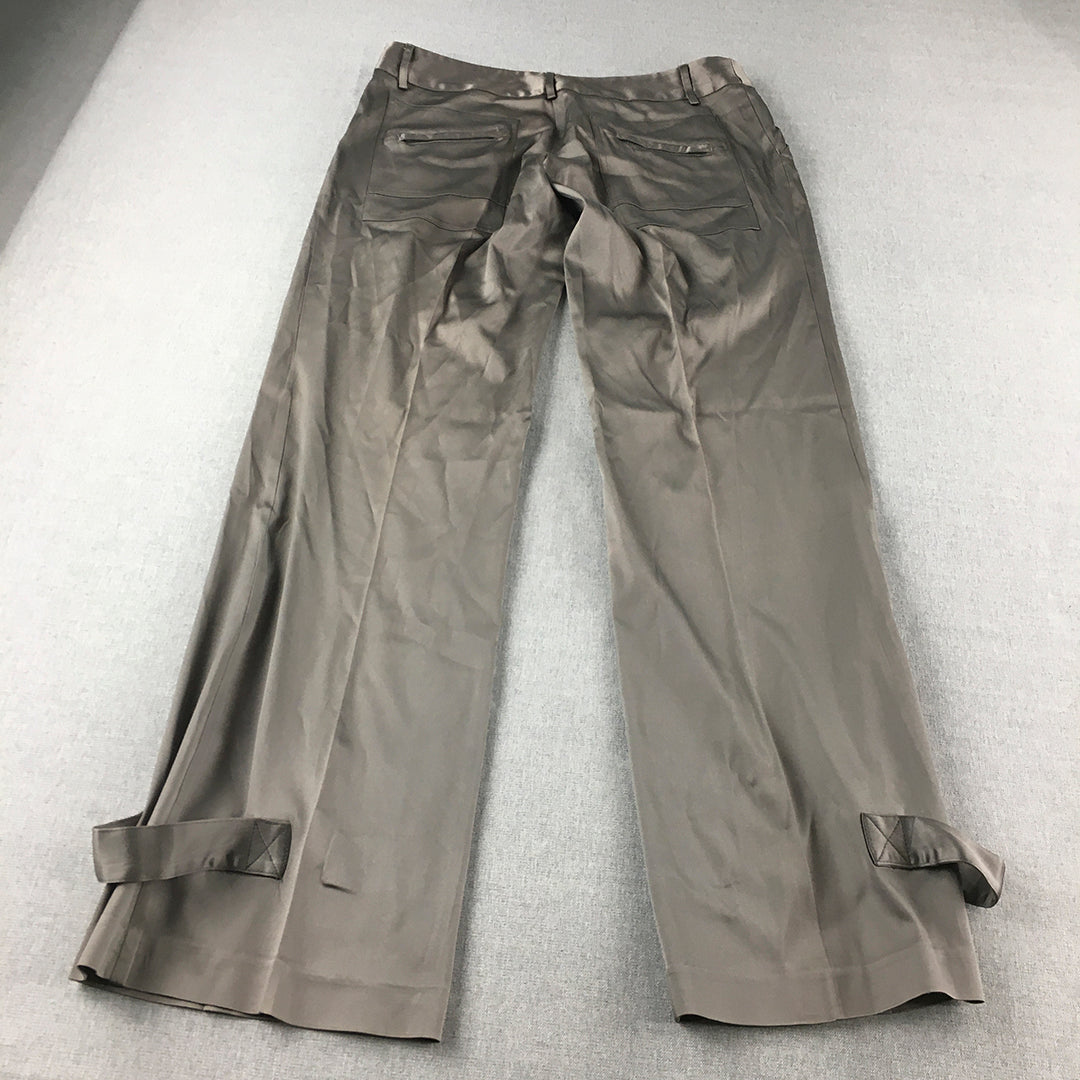 Vallen Womens Pants Size 12 Bronze / Grey Wide Leg Pockets