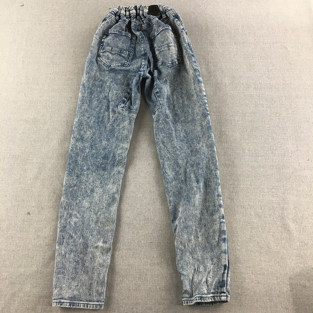 St Goliath Kids Boys Jeans Size 10 Blue Light Wash Biker Slim Fit Denim