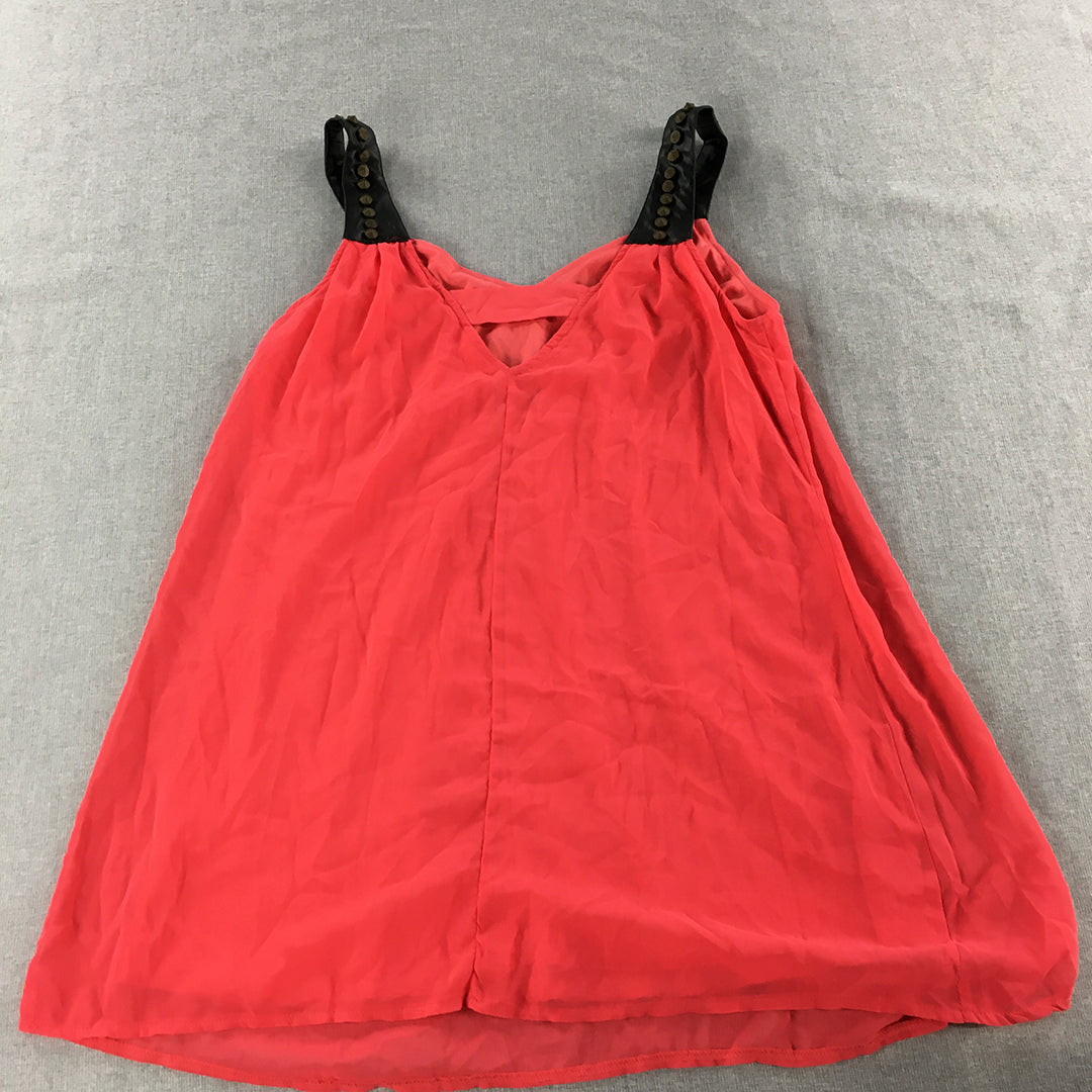 Pure Hype Womens Mini Dress Size M Red Sleeveless Studded Straps