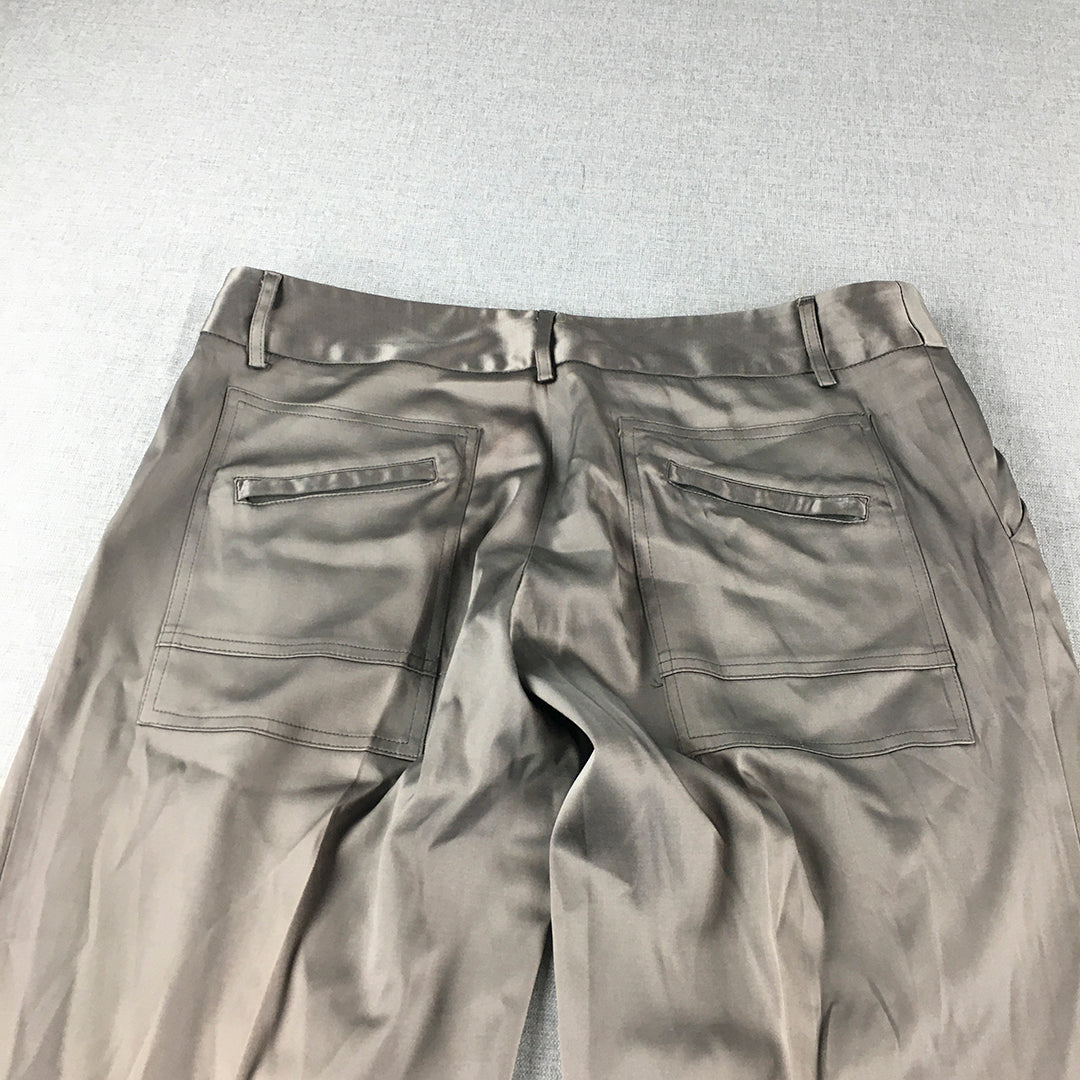 Vallen Womens Pants Size 12 Bronze / Grey Wide Leg Pockets